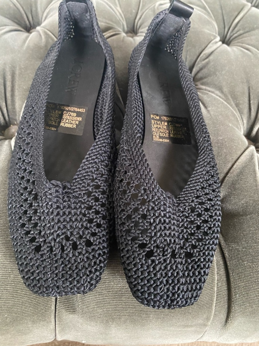 J. Crew Black Woven Knit Slip-On Flats